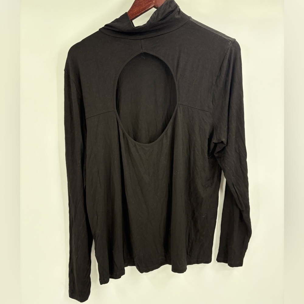 eloquii black long sleeve turtleneck top open cutout back black size 22/24 NWT - Picture 5 of 11